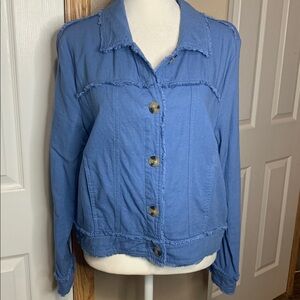 CHARLIE PAIGE Dodger Blue Lightweight Viscose & Linen Button Jacket Size Medium